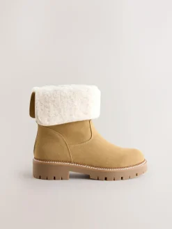 Next Forever Comfort® Faux Fur Cuff Ankle Boots Tan Brown