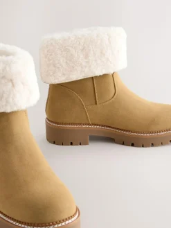 Next Forever Comfort® Faux Fur Cuff Ankle Boots Tan Brown