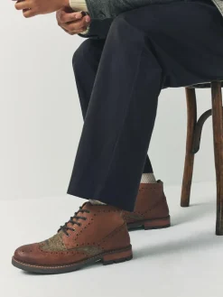 New Next Tan Brown Heritage Brogue Boots