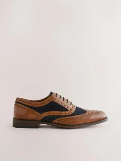 New Next Heritage Brogue Shoes Tan Brown