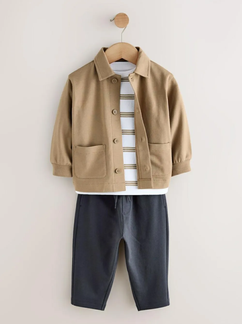 Hot Next Jersey Shirt T-Shirt and Joggers 3 Piece Set (3mths-7yrs) Tan Brown