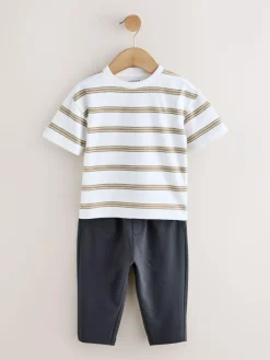 Hot Next Jersey Shirt T-Shirt and Joggers 3 Piece Set (3mths-7yrs) Tan Brown