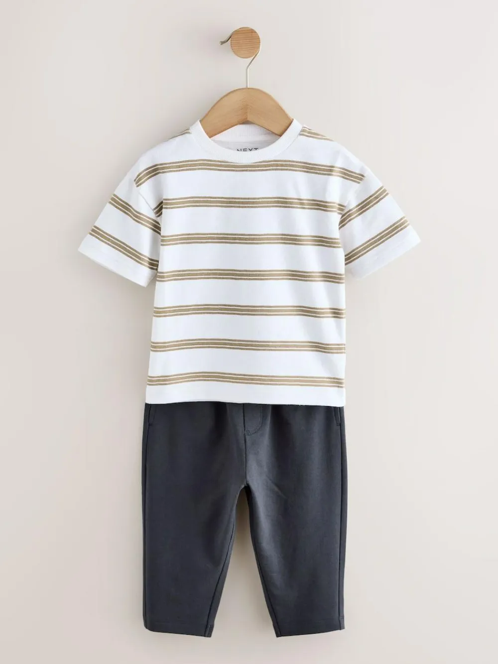 Hot Next Jersey Shirt T-Shirt and Joggers 3 Piece Set (3mths-7yrs) Tan Brown