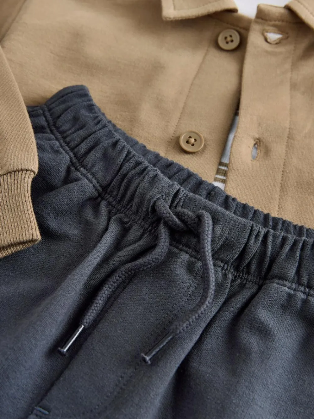 Hot Next Jersey Shirt T-Shirt and Joggers 3 Piece Set (3mths-7yrs) Tan Brown