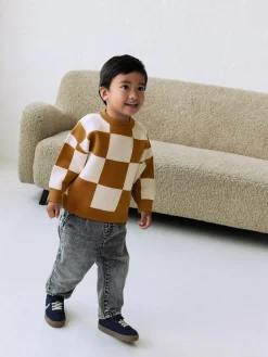 Sale Next Tan Brown Knitted Crew Neck Jumper (3mths-7yrs)