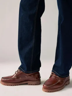 Next Tan Brown Leather Cleated Boat Shoes^ Shoes