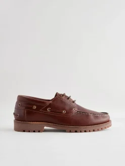 Next Tan Brown Leather Cleated Boat Shoes^ Shoes