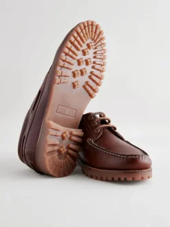 Next Tan Brown Leather Cleated Boat Shoes^ Shoes