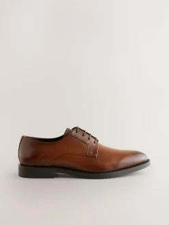 New Next Leather Derby Shoes Tan Brown