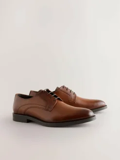 New Next Leather Derby Shoes Tan Brown