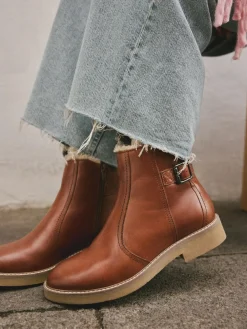 Next Forever Comfort® Faux Fur Lined Buckle Trim Ankle Boots^Women Wide Fit & Extra Wide Fit|Boots & Wellies