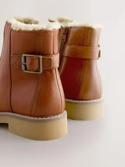 Next Forever Comfort® Faux Fur Lined Buckle Trim Ankle Boots^Women Wide Fit & Extra Wide Fit|Boots & Wellies