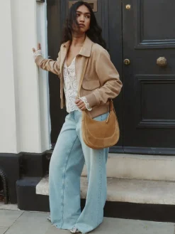 Discount Next Tan Brown Leather Scoop Cross Body Bag