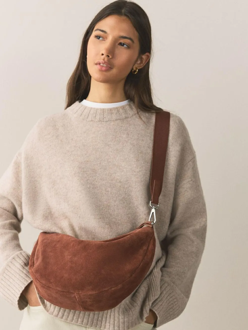 Next Tan Brown Leather Sling Cross Body Bag^Women Bags