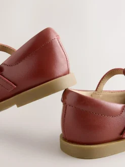 Online Next Leather T-Bar Shoes Tan Brown