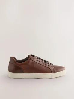 New Next Leather Trainers Tan Brown