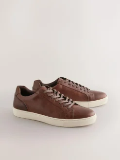 New Next Leather Trainers Tan Brown