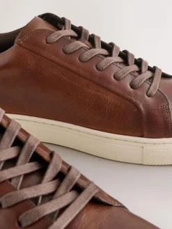 New Next Leather Trainers Tan Brown