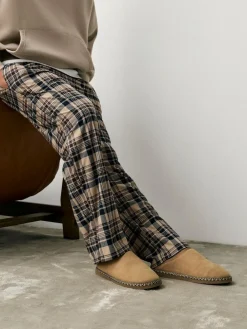 Clearance Next Microsuede Taped Mule Slippers Tan Brown