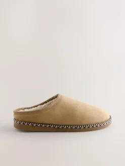 Clearance Next Microsuede Taped Mule Slippers Tan Brown