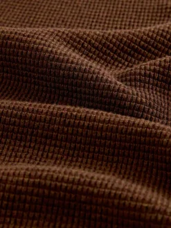 Outlet Next Plain N.Premium Regular Fit Cotton Rich Textured Premium Quarter Zip Jumper Tan Brown