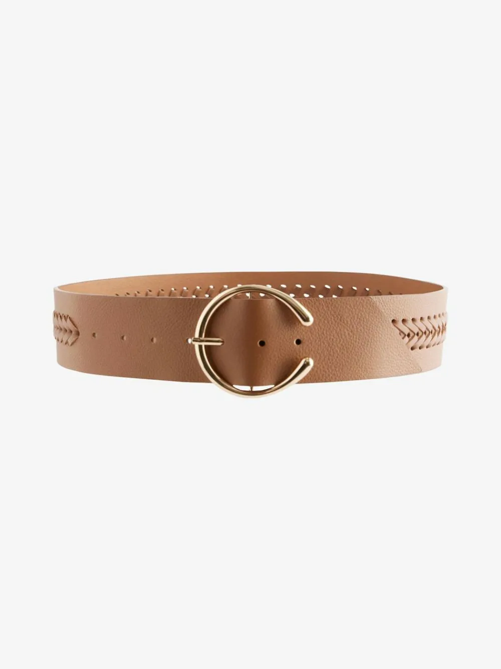 Online Next Plait Detail Wide Belt Tan Brown
