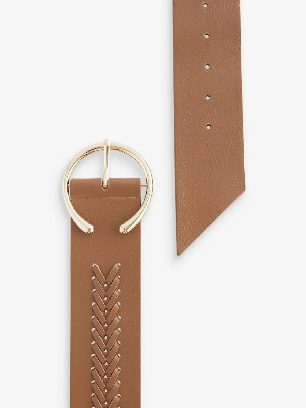 Online Next Plait Detail Wide Belt Tan Brown