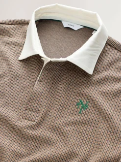 Next Tan Brown Puppytooth Rugby Shirt^ Tops & T-Shirts