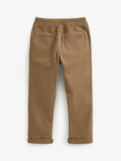 New Next Regular Fit Rib Waist Pull-On Trousers (3-16yrs) Tan Brown