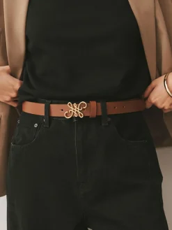 Best Next Regular Statement Buckle Leather Belt Tan Brown