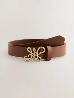 Best Next Regular Statement Buckle Leather Belt Tan Brown