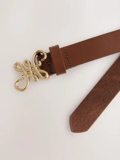 Best Next Regular Statement Buckle Leather Belt Tan Brown