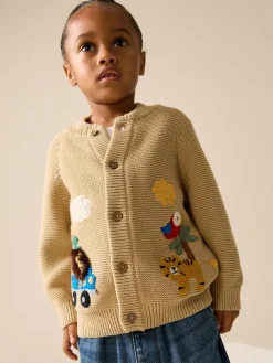 Next Tan Brown Safari Character Cardigan (3mths-7yrs)^BOY Knitwear|Knitwear