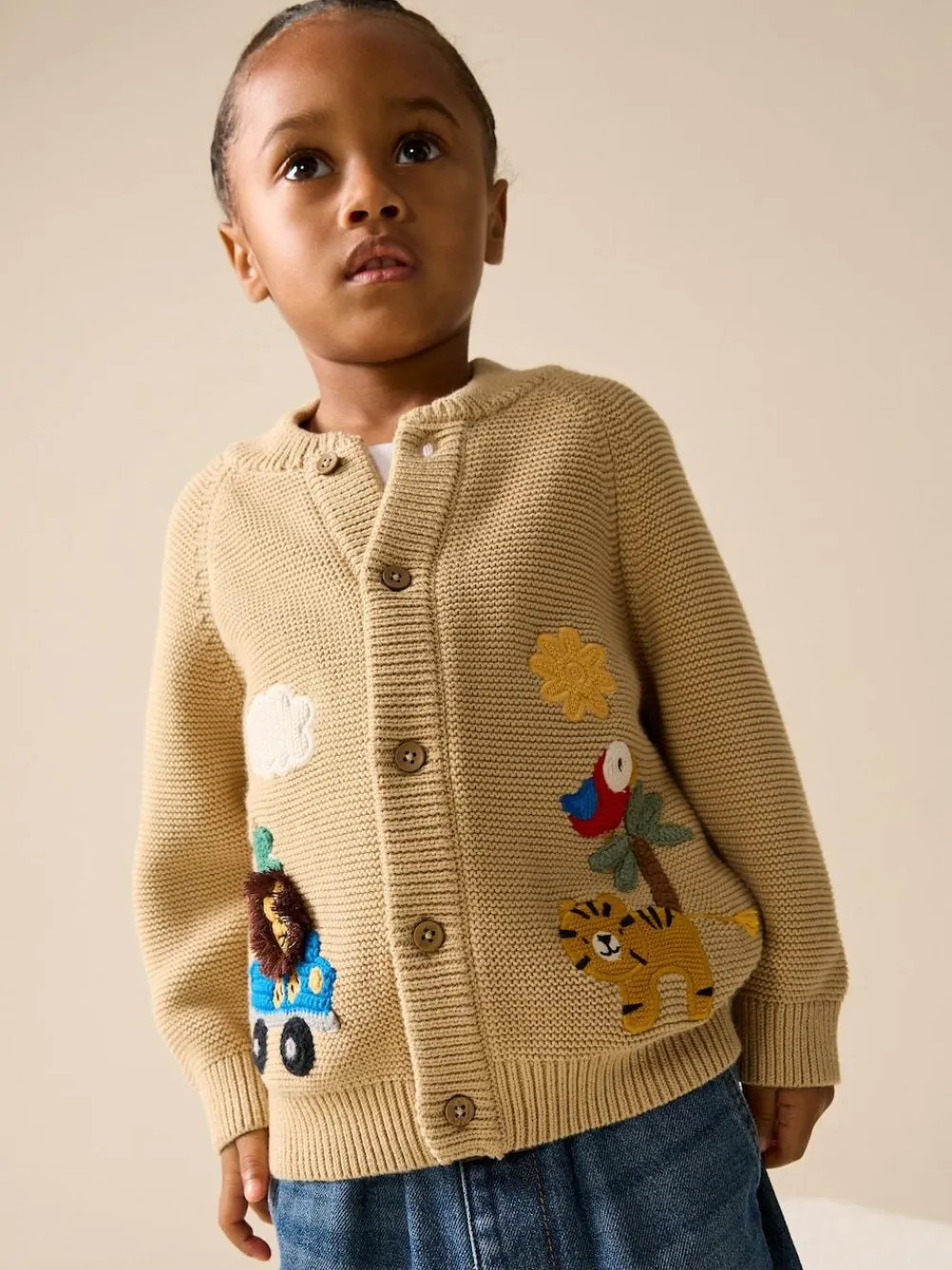 Next Tan Brown Safari Character Cardigan (3mths-7yrs)^BOY Knitwear|Knitwear