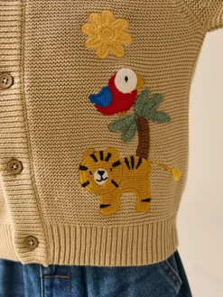 Next Tan Brown Safari Character Cardigan (3mths-7yrs)^BOY Knitwear|Knitwear