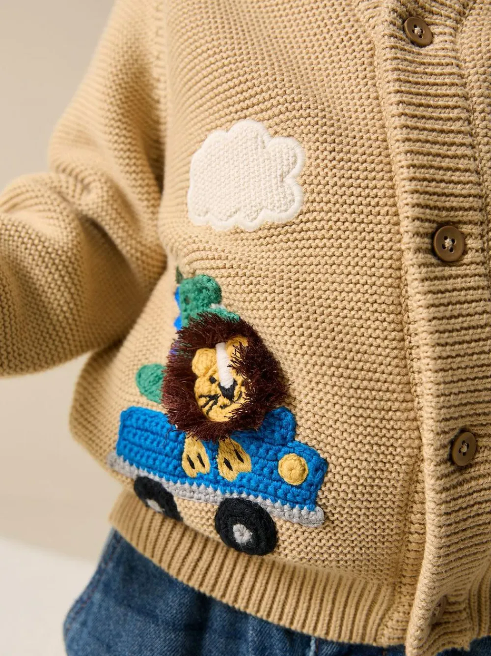 Next Tan Brown Safari Character Cardigan (3mths-7yrs)^BOY Knitwear|Knitwear