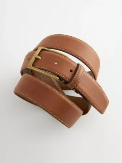 Next Tan Brown Signature Contrast Stitch Leather Belt^ Belts & Braces