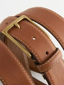 Next Tan Brown Signature Contrast Stitch Leather Belt^ Belts & Braces
