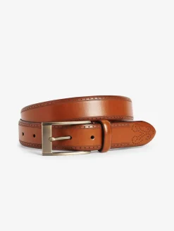 New Next Tan Brown Signature Leather Brogue Belt