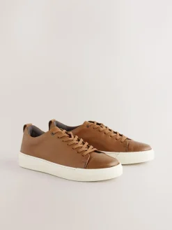 Outlet Next Smart Casual Toe Cap Leather Longline Trainers Tan Brown