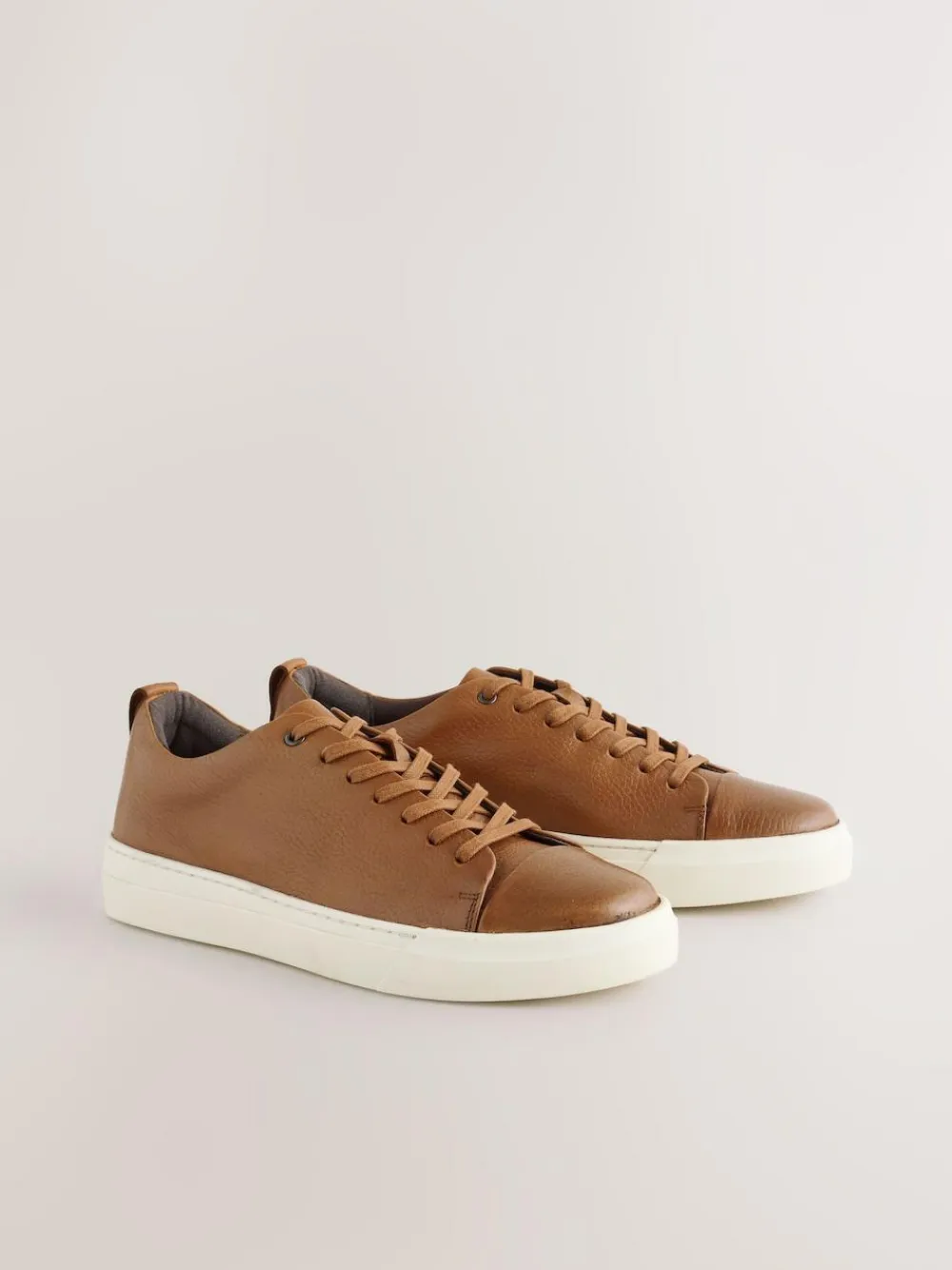 Outlet Next Smart Casual Toe Cap Leather Longline Trainers Tan Brown