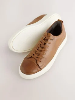Outlet Next Smart Casual Toe Cap Leather Longline Trainers Tan Brown