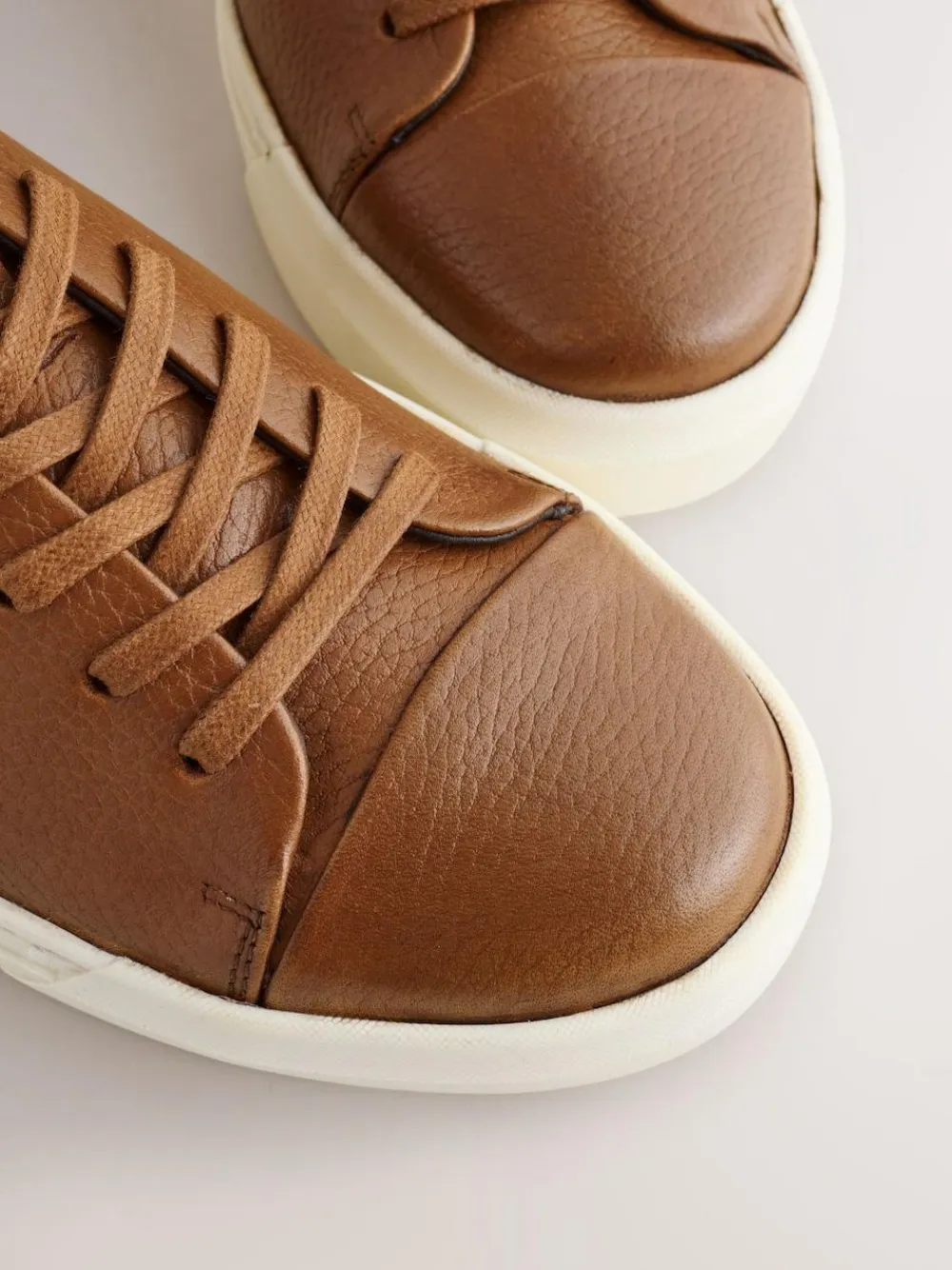 Outlet Next Smart Casual Toe Cap Leather Longline Trainers Tan Brown
