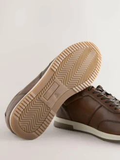 Next Tan Brown Smart Leather Trainers^ Shoes