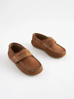 Next Standard Fit (F) Leather Penny Loafers with Touch and Close Fastening^BOY Occasionwear|Shoes