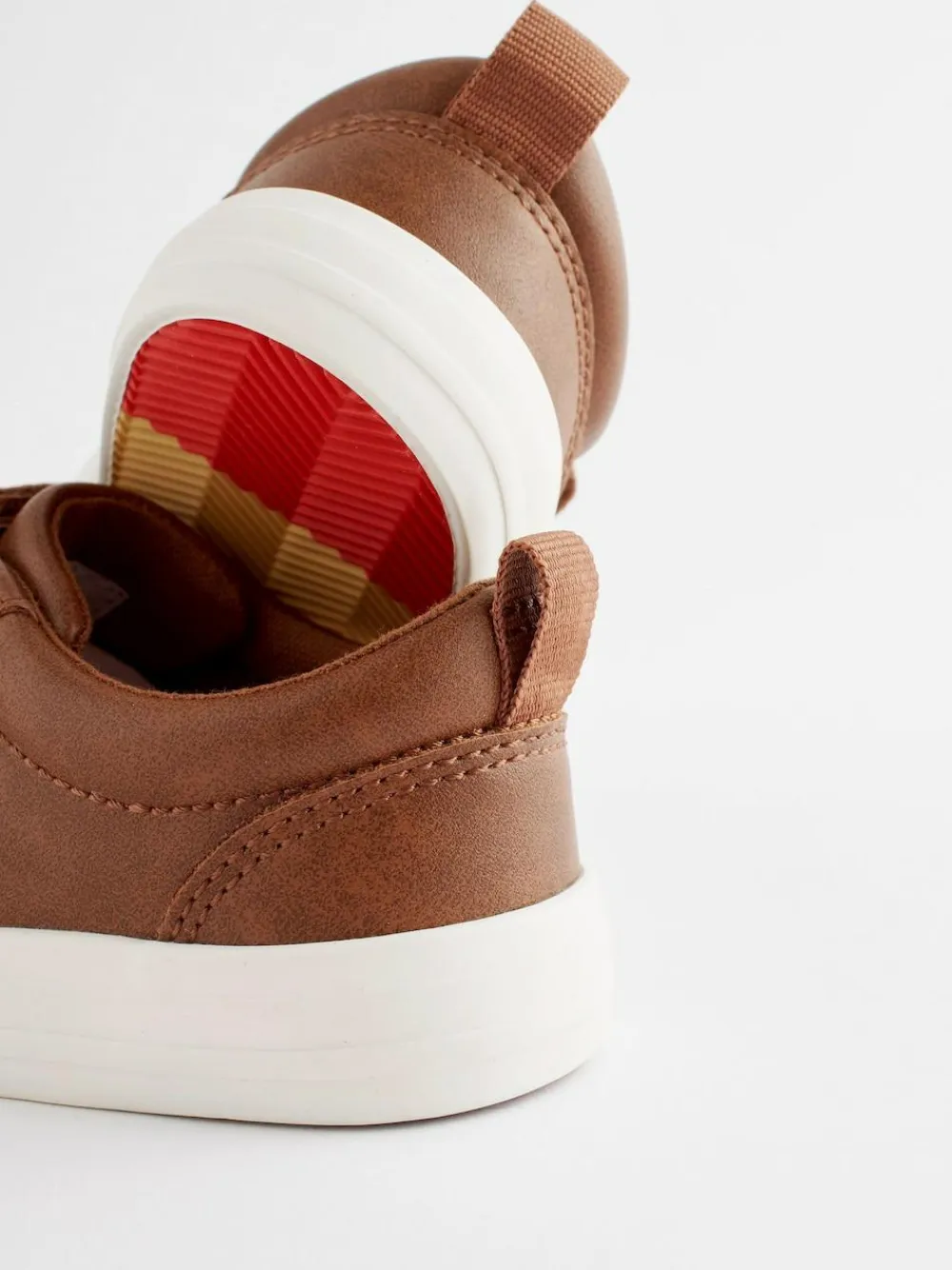 Best Next Standard Fit (F) Two Strap Touch Fastening Trainers Tan Brown