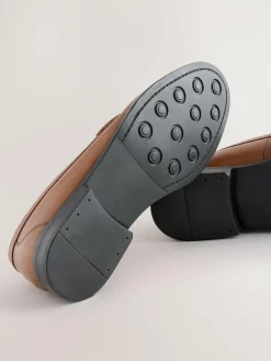 Outlet Next Standard Fit Leather Penny Loafers Tan Brown