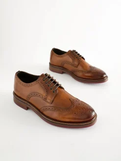 Next Standard Fit Leather Contrast Sole Chunky Brogues Shoes^ Shoes