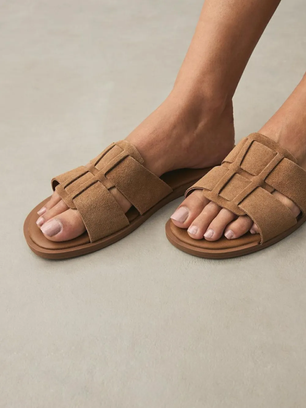Next Tan Brown Standard/Wide Fit Slot Mule Sandals^Women Wide Fit & Extra Wide Fit