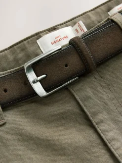 Next Straight Fit Signature Belted Jeans Tan Brown